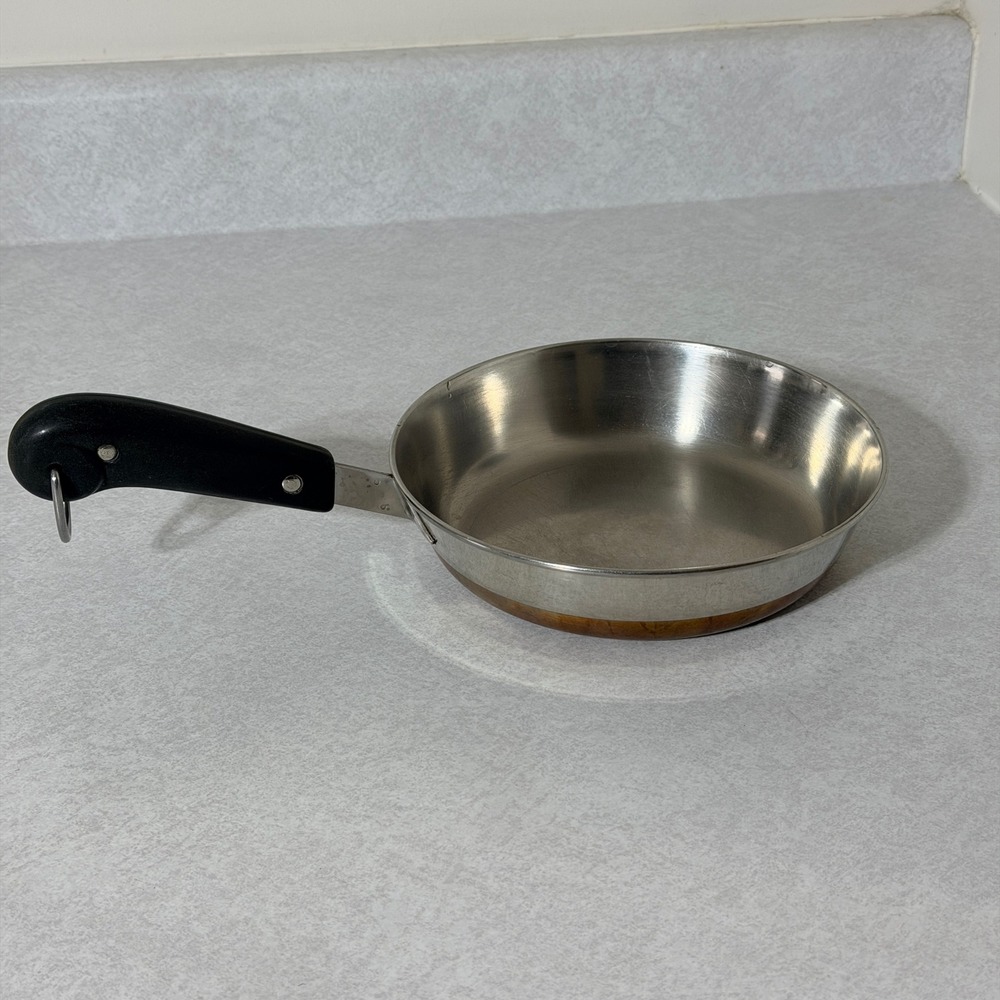 Revere Ware 7 Inch Skillet Vintage Copper Clad Bottom Stainless Steel Pan 1801
